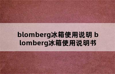 blomberg冰箱使用说明 blomberg冰箱使用说明书